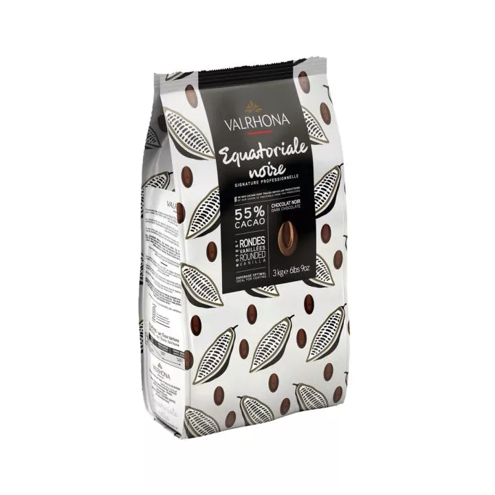 Equatoriale Noire 55%- Fèves chocolat noir Valrhona 3kg @