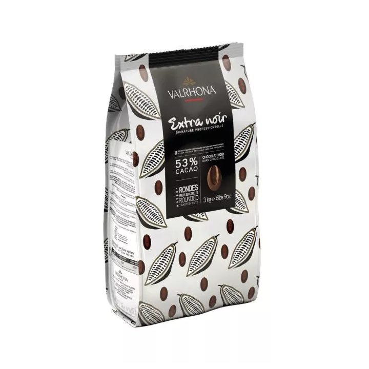 Extra Noir 53%- Fèves chocolat noir Valrhona 3kg