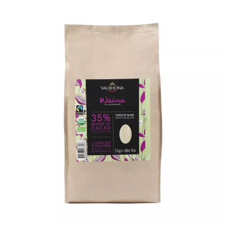 Waina 35 % - Fèves chocolat Blanc Bio Valrhona 3kg @