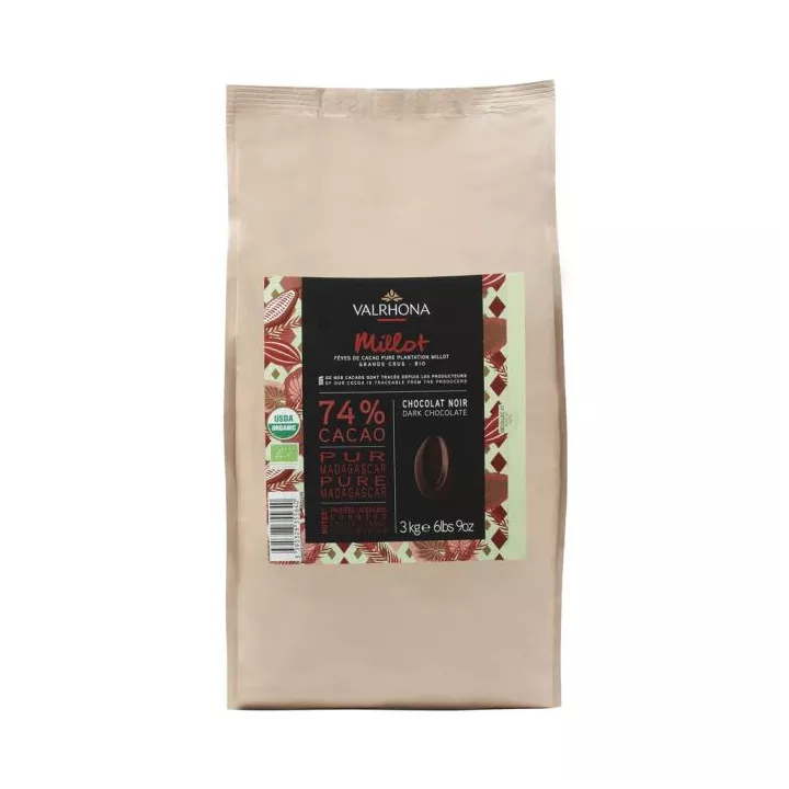 Millot 74 % – Valrhona Bio-Zartbitterschokoladenbohnen 3 kg @