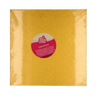Quadratische goldene Tortenplatte 30 cm