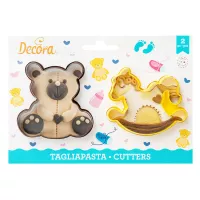 Cortador de biscoitos em formato de ursinho de pelúcia e cavalo de balanço