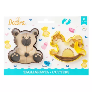 Cortador de galletas con forma de oso de peluche y caballito mecedora