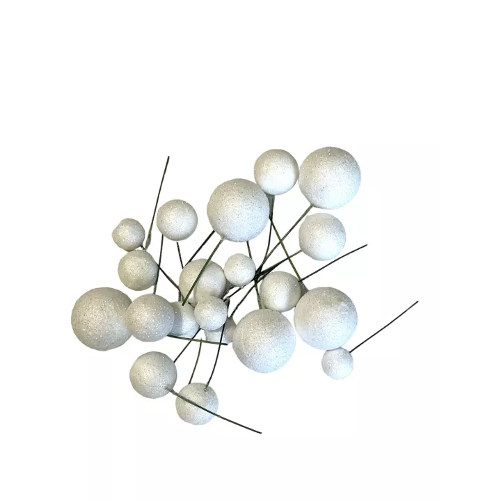 20 bolas decorativas blancas con purpurina