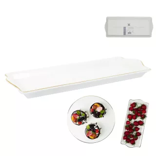 Plat de service porcelaine lisere dore 34x14cm
