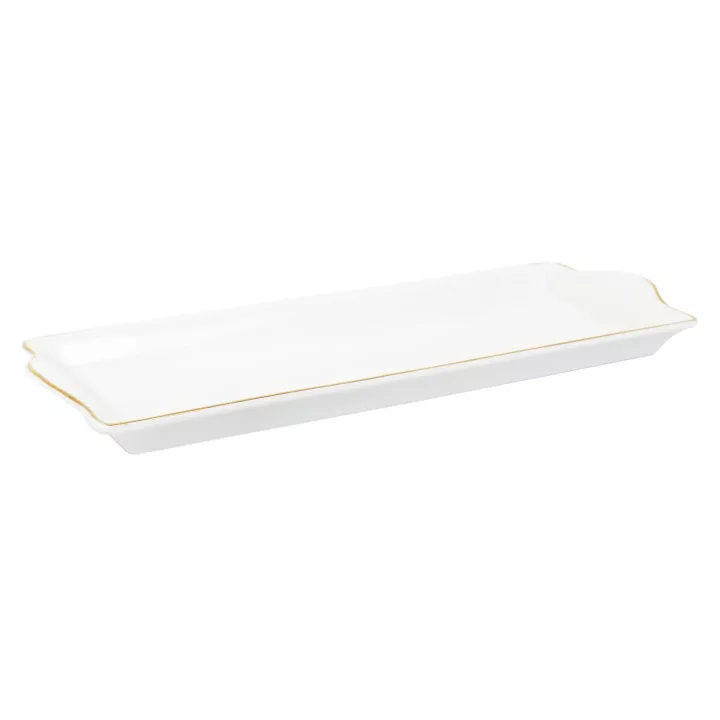 Plat de service porcelaine lisere dore 34x14cm