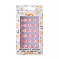 Pequenas flores de açúcar rosa, 1 cm