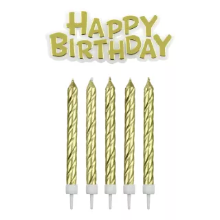 Bougies "Happy Birthday" avec plaque
