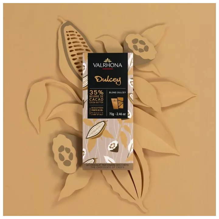Tablette chocolat de couleur blonde Dulcey 35% Valrhona
