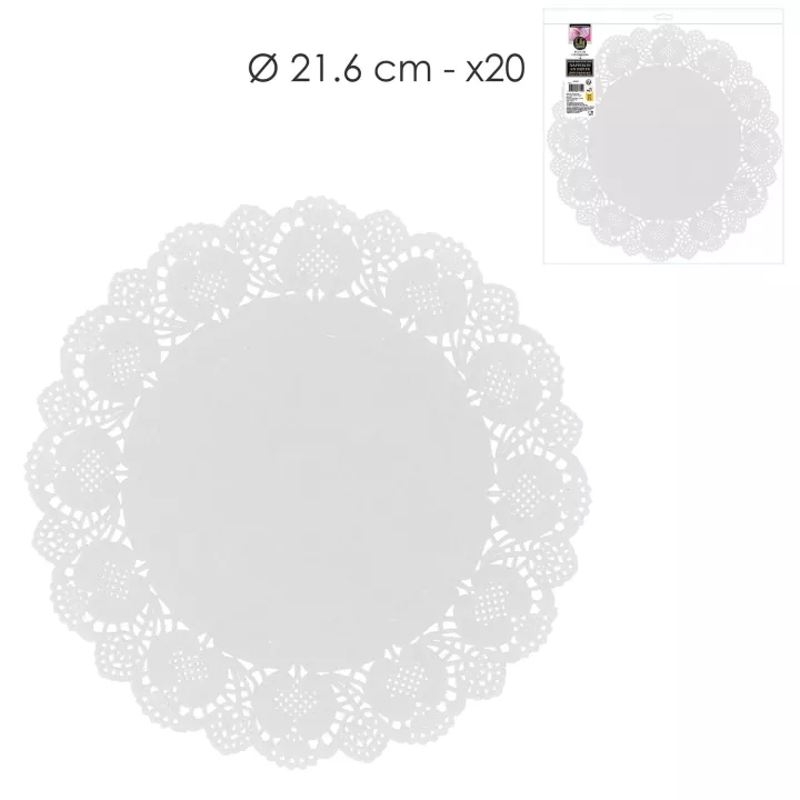 20 Napperons en papier 21,5cm 