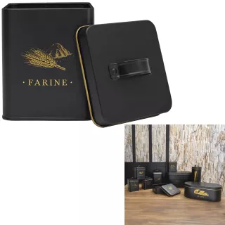 Boite à farine metal noir mat
