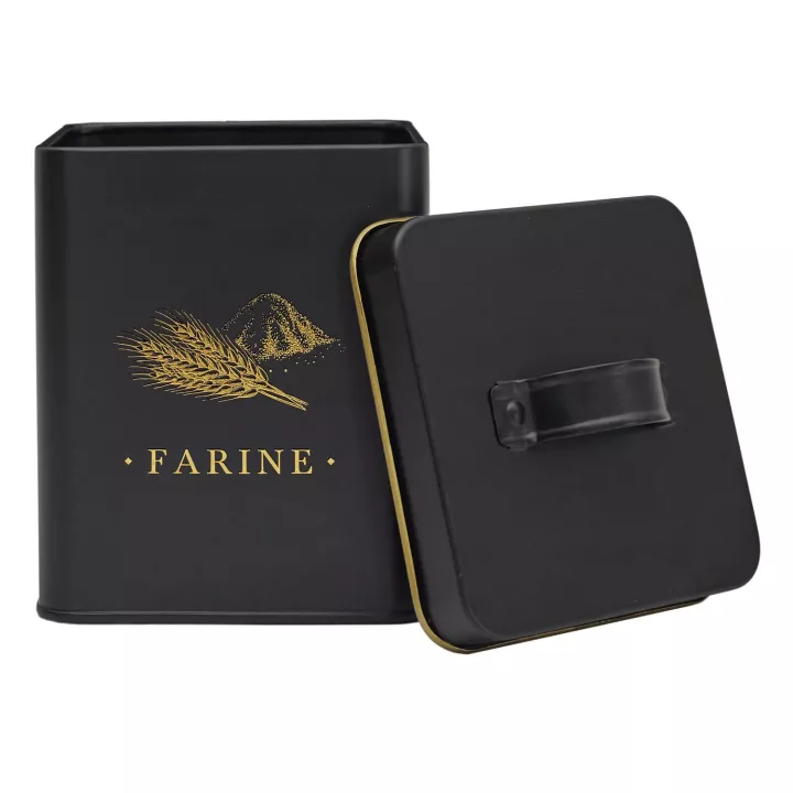 Boite à farine metal noir mat