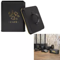 Lata de café de metal preto fosco