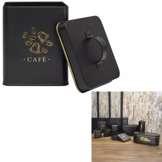 Boite à café metal noir mat
