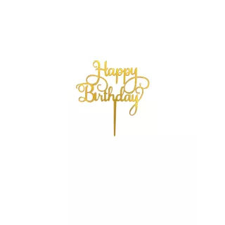 Topper Happy Birthday doré