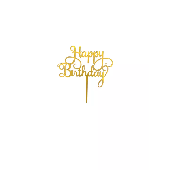Topper Happy Birthday doré