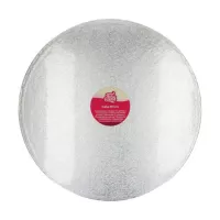 Base de bolo redonda e grossa, prateada, 45 cm