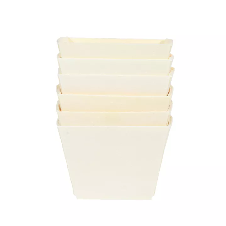 6 Barquettes Snacking carrées en pin