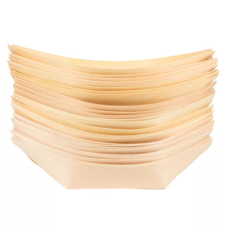 24 pine boat-shaped trays