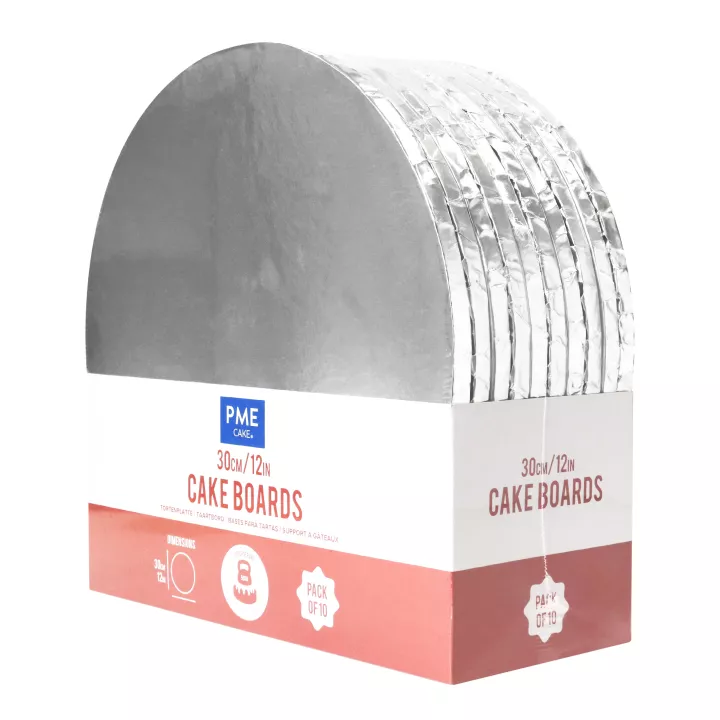 10 Fonds ronds épais argent pour gâteaux 30 cm