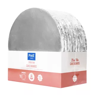 10 Fonds ronds épais argent pour gâteaux 25 cm