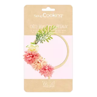 Cake topper bois "Fleurs"