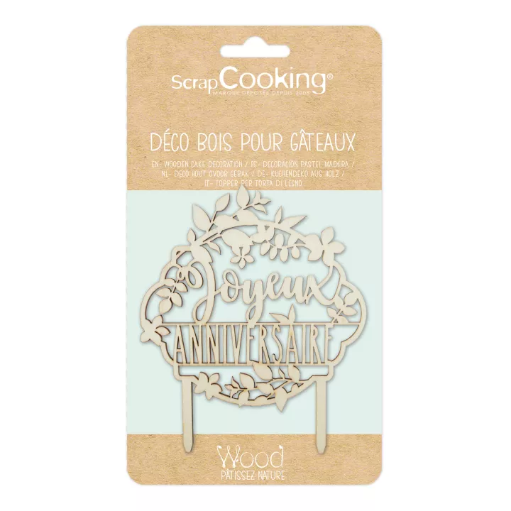 Wooden cake topper Happy Birthday ScrapCooking ®