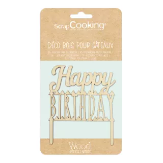 Деревянная фигурка для украшения торта «С днем рождения» ScrapCooking ®
