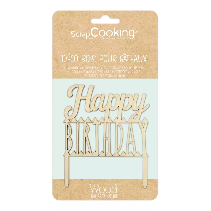 Деревянная фигурка для украшения торта «С днем рождения» ScrapCooking ®