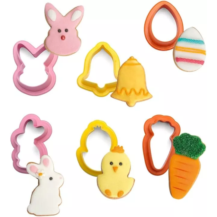 6 mini emporte-pièces plastique Pâques