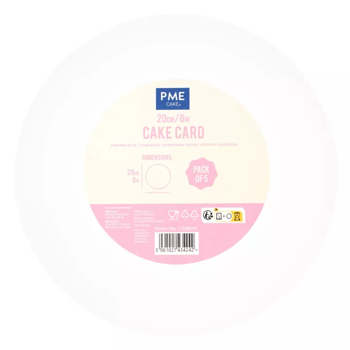 5 White Cake Cards 20 cm