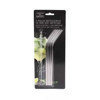 4 Pailles inox avec goupillon