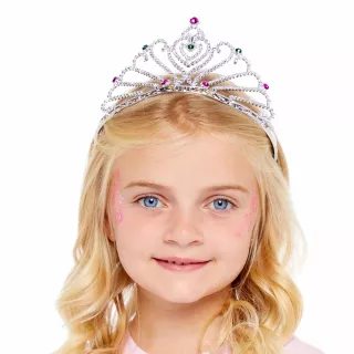 Couronne déco de gâteau argent gemmes roses et vert