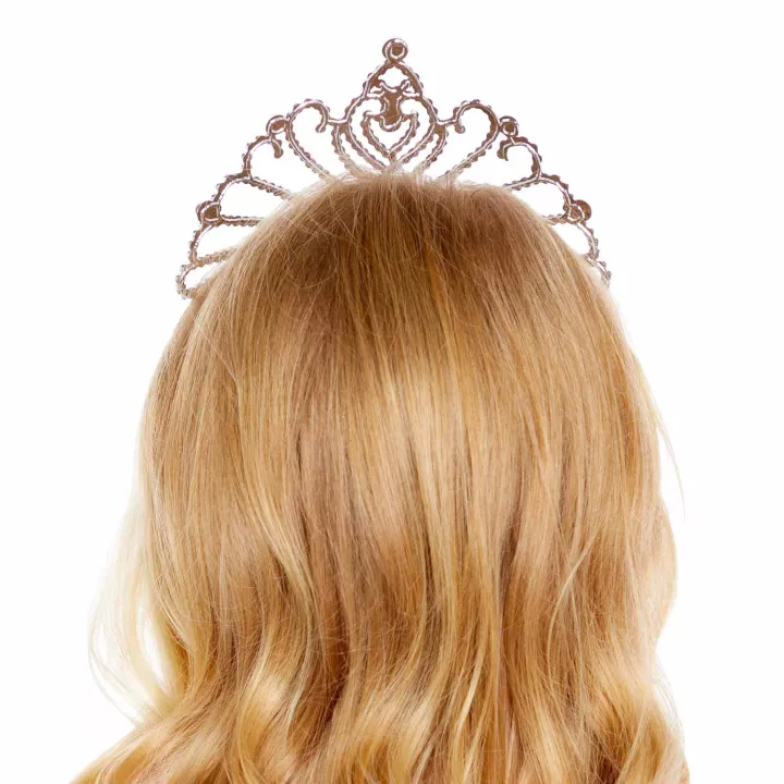 Couronne déco de gâteau argent gemmes roses et vert