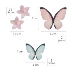 Mini Fleurs roses et papillons