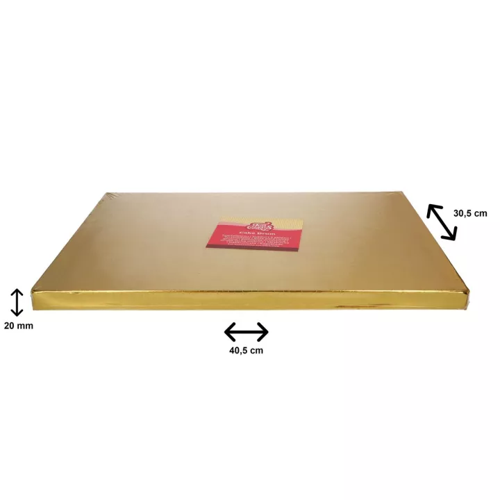 Dicker, rechteckiger, goldener Tortenboden 40 x 30 cm Funcakes