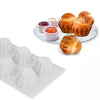 Silikonform für 6 Briochebrötchen