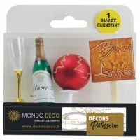 Decorações de bolo piscantes de Feliz Ano Novo