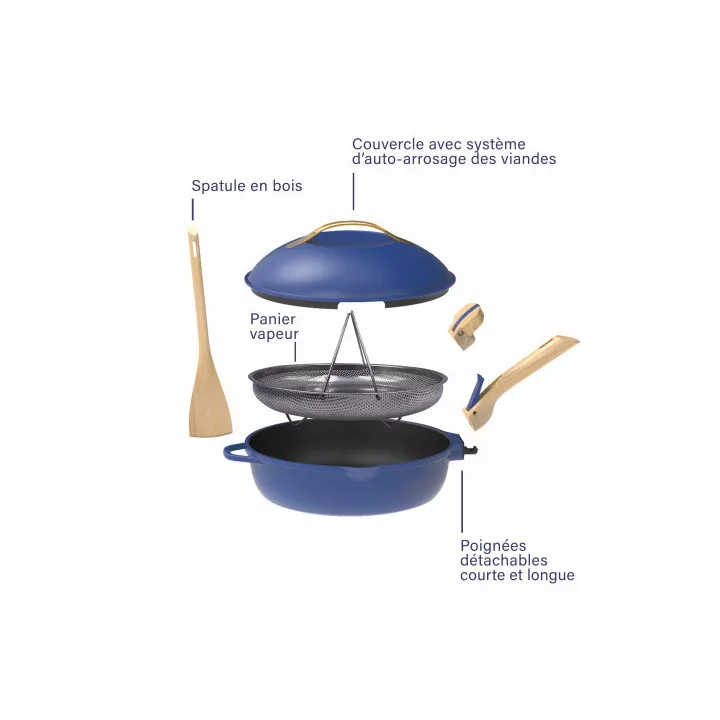 La fabuleuse poêle à tout faire 8 en 1 SAPHIR / BLEU 28 cm