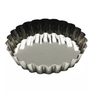 Runde, geriffelte Törtchenform – Weißblech – fester Boden – Ø 120/110 mm, Höhe 20 mm