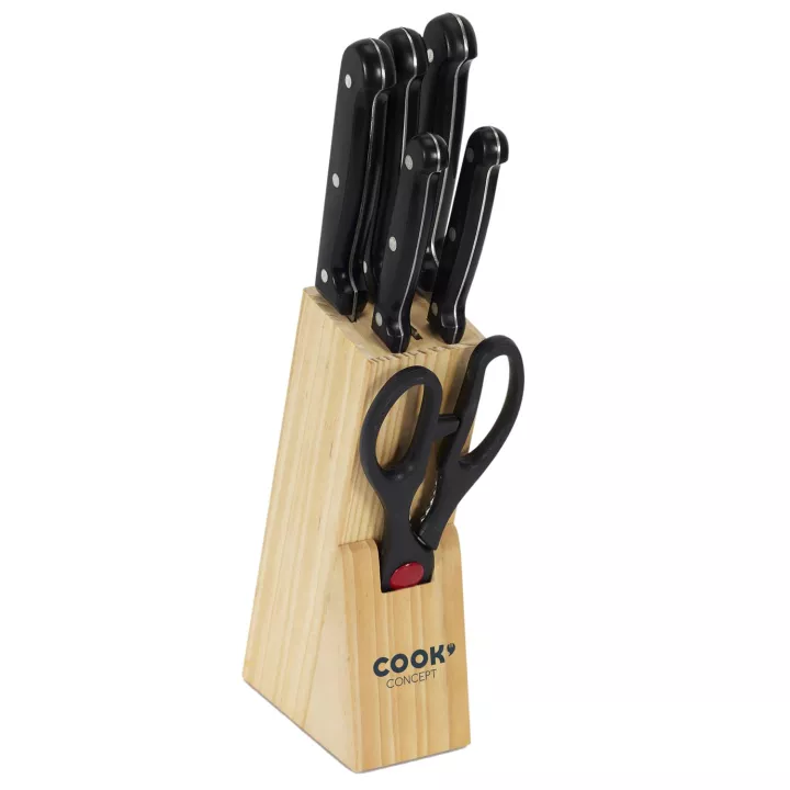 Bloc 5 couteaux et ciseaux de cuisine