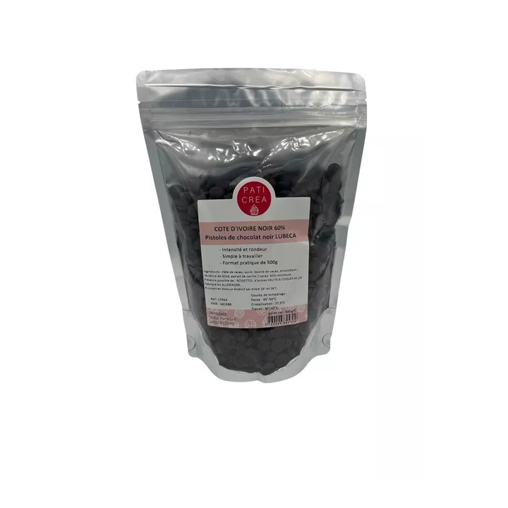 Chocolate amargo Lubeca 55% Costa do Marfim 500g Paticréa