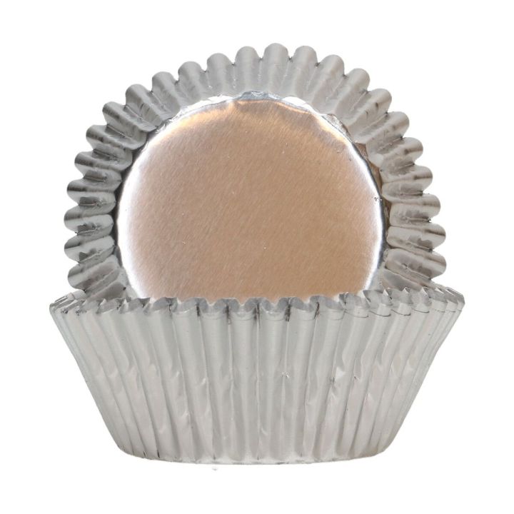 48 silberne Cupcake-Förmchen aus Metall