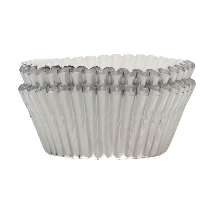 48 moldes de metal plateado para cupcakes