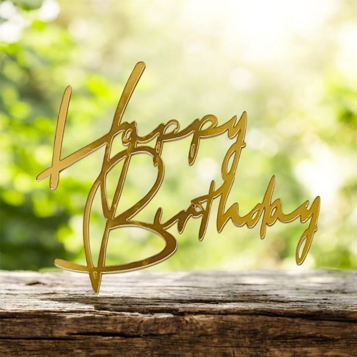 Cake front Plaque Happy Birthday doré