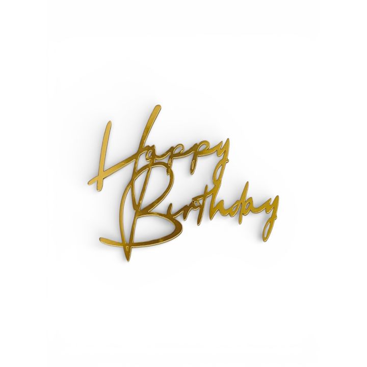 Cake front Plaque Happy Birthday doré