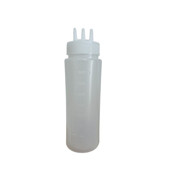 PVC bottle with triple outlet nozzle