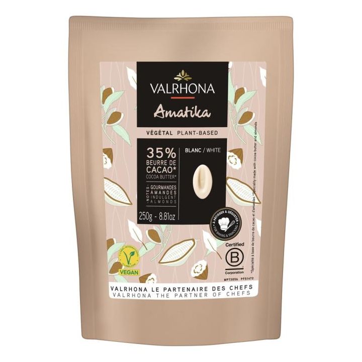 Amatika Blanche 35% Vegane Weiße Schokolade Valrhona -Bohnen 250g