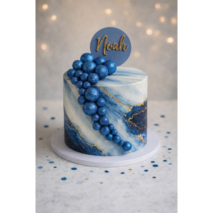 20 boules décoratives glitter bleu
