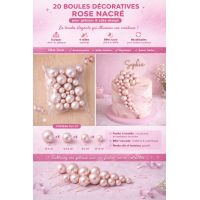 20 bolas decorativas rosa peroladas